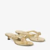 Sandale mule Liss 35 din piele nappa metalizată aurie cu fundă