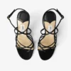Sandale negre din satin cu bretele Sandale negre din satin cu bretele
