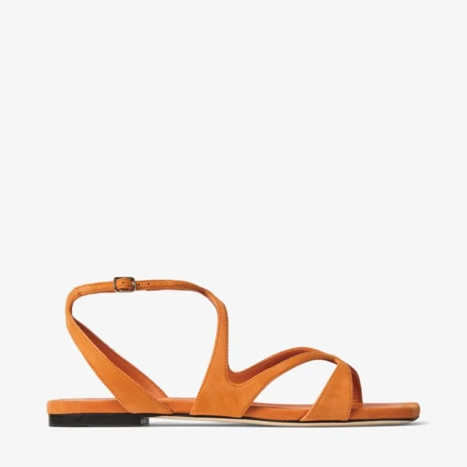 Sandale plate Ayla din piele de căprioară portocaliu apus Sandale plate Ayla din piele de căprioară portocaliu apus