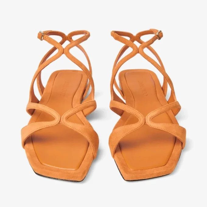 Sandale plate Ayla din piele de căprioară portocaliu apus Sandale plate Ayla din piele de căprioară portocaliu apus