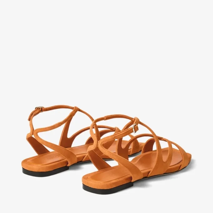 Sandale plate Ayla din piele de căprioară portocaliu apus Sandale plate Ayla din piele de căprioară portocaliu apus
