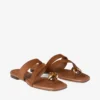 Sandale plate Emeri din piele de căprioară de culoare bej și chihlimbar Sandale plate Emeri din piele de căprioară de culoare bej și chihlimbar