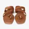 Sandale plate Emeri din piele de căprioară de culoare bej și chihlimbar Sandale plate Emeri din piele de căprioară de culoare bej și chihlimbar