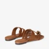Sandale plate Emeri din piele de căprioară de culoare bej și chihlimbar Sandale plate Emeri din piele de căprioară de culoare bej și chihlimbar