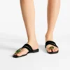 Sandale plate Emeri Stone din piele de căprioară neagră și verde trifoi