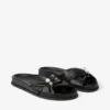 Sandale plate Rafi din piele moale de mănușă, negre