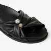 Sandale plate Rafi din piele moale de mănușă, negre