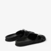 Sandale plate Rafi din piele moale de mănușă, negre