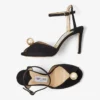 Sandale Sacora 85 din piele de căprioară neagră cu ornamente din perle Sandale Sacora 85 din piele de căprioară neagră cu ornamente din perle