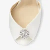 Sandale Sacora 85 din satin de culoare ivoriu, cu sferă decorată cu cristale
