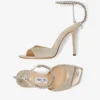 Sandale Saeda 100 Platinum Ice Dusty Glitter cu ornamente din cristal