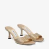 Sandale Skye 70 din satin auriu cu cristale Sandale Skye 70 din satin auriu cu cristale