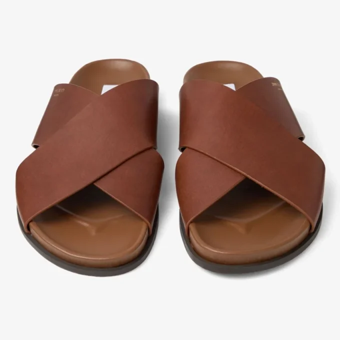 Sandale Sol Slide din piele Vachetta de culoare țigară Sandale Sol Slide din piele Vachetta de culoare țigară
