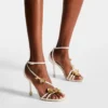 Sandale Zea 95 cu flori din satin de culoare ivoriu