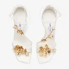 Sandale Zea 95 cu flori din satin de culoare ivoriu