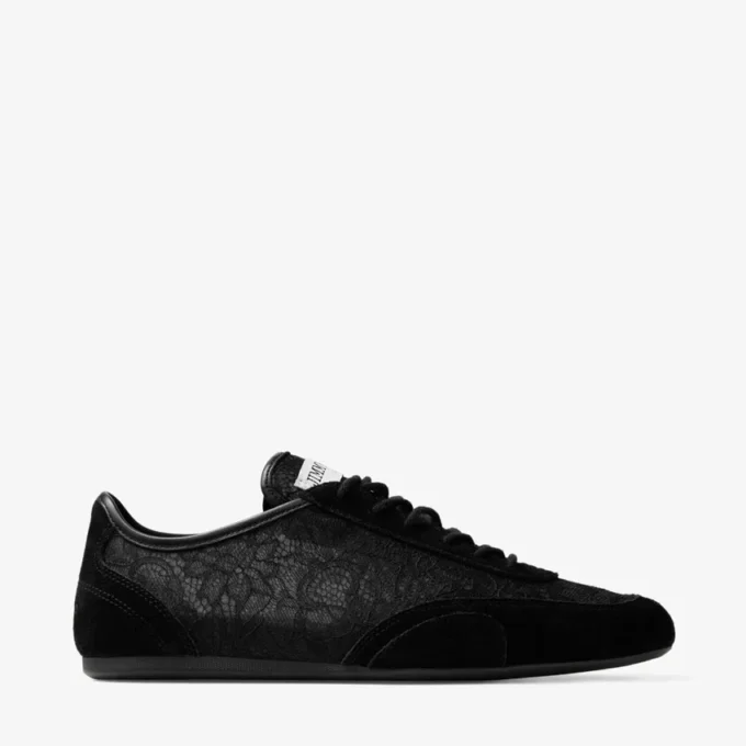 Sunny F Mix de piele neagră și adidași joși cu șireturi jimmy choo