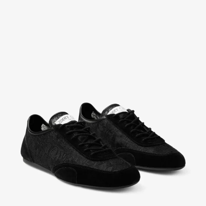 Sunny F Mix de piele neagră și adidași joși cu șireturi jimmy choo