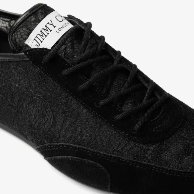 Sunny F Mix de piele neagră și adidași joși cu șireturi jimmy choo