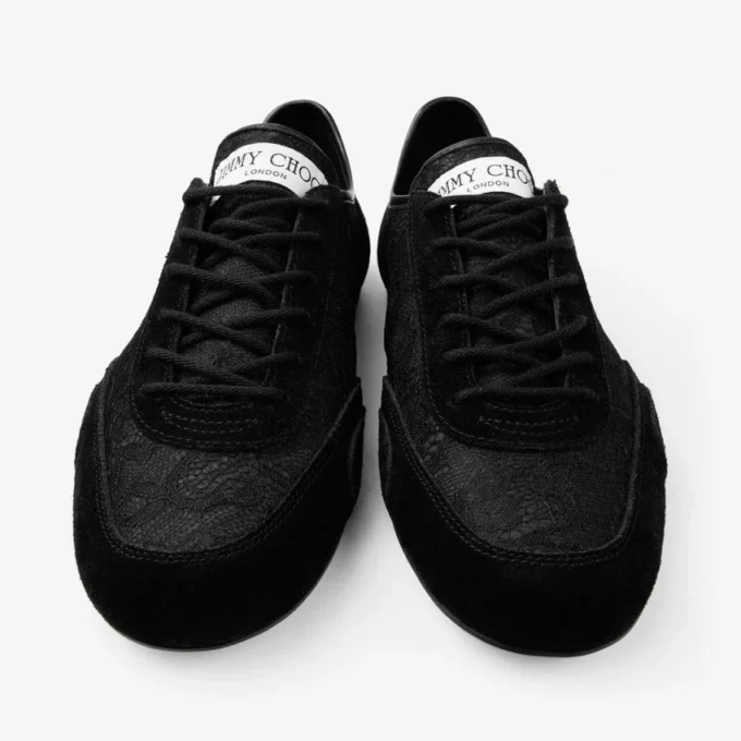Sunny F Mix de piele neagră și adidași joși cu șireturi jimmy choo