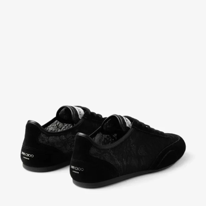 Sunny F Mix de piele neagră și adidași joși cu șireturi jimmy choo